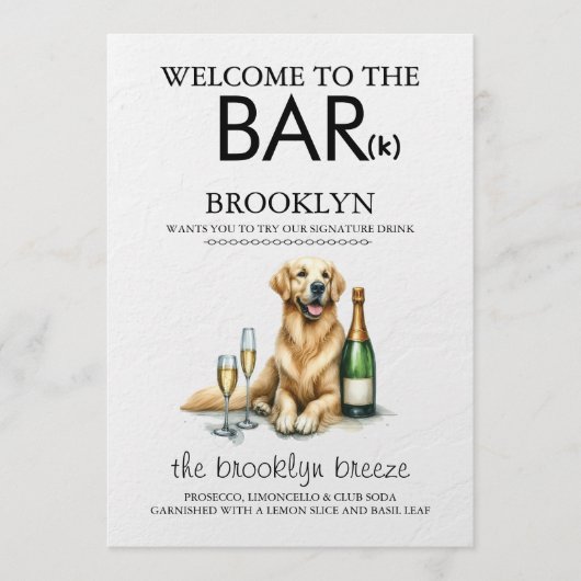 Golden Retriever Bar Menu (Voorkant)