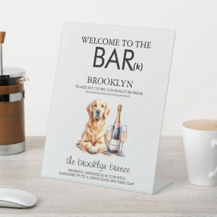 Golden Retriever Bar Reclamebord Met Voetstuk
