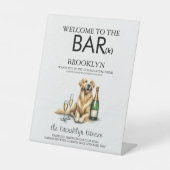 Golden Retriever Bar Reclamebord Met Voetstuk (Voorkant)