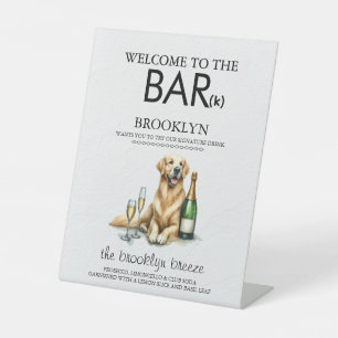 Golden Retriever Bar Reclamebord Met Voetstuk
