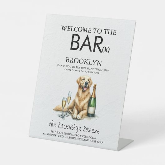 Golden Retriever Bar Reclamebord Met Voetstuk (Voorkant)