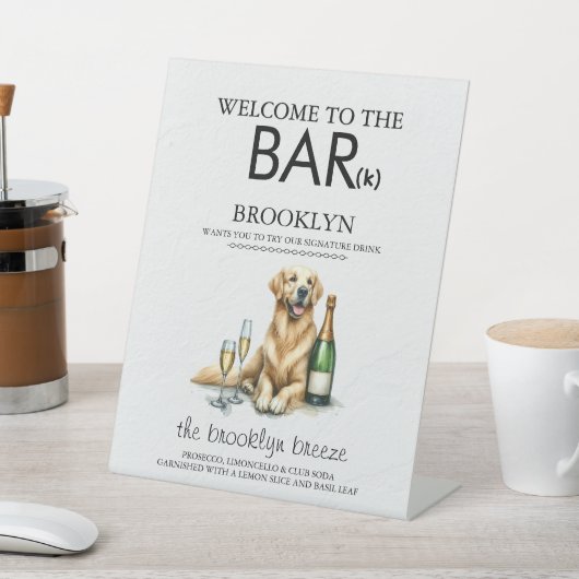 Golden Retriever Bar Reclamebord Met Voetstuk (Insitu)