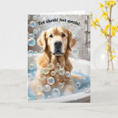 Golden Retriever Bath Verjaardag Humor Kaart (Gele Bloem)