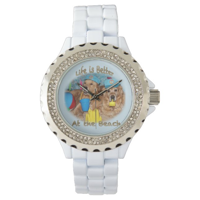 Golden Retriever Beach Bums Horloge (Voorkant)
