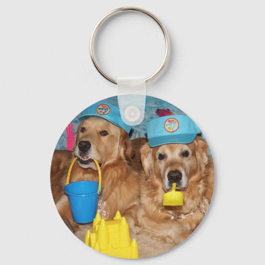 Golden Retriever Beach Bums Sleutelhanger (Voorkant)