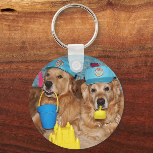 Golden Retriever Beach Bums Sleutelhanger (Voorkant)