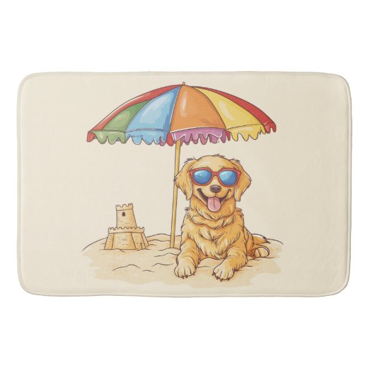 Golden Retriever Beach Dog Badmat (Voorkant)