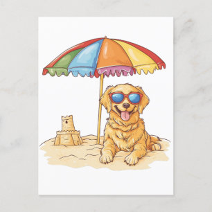 Golden Retriever Beach Dog Feestdagenkaart