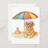 Golden Retriever Beach Dog Feestdagenkaart (Voorkant / Achterkant)