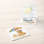 Golden Retriever Beach Dog Kartonnen Onderzetters (Insitu)