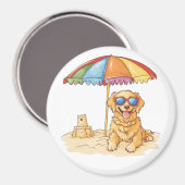 Golden Retriever Beach Dog Magneet (Voorkant / Achterkant)