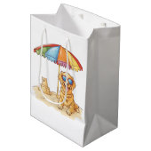 Golden Retriever Beach Dog Medium Cadeauzakje (Voorkant Gekanteld)