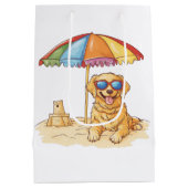 Golden Retriever Beach Dog Medium Cadeauzakje (Achterkant)