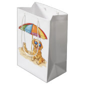 Golden Retriever Beach Dog Medium Cadeauzakje (Achterkant Gekanteld)
