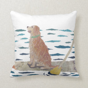 Golden Retriever, Beach Dog, Paddle Board Kussen