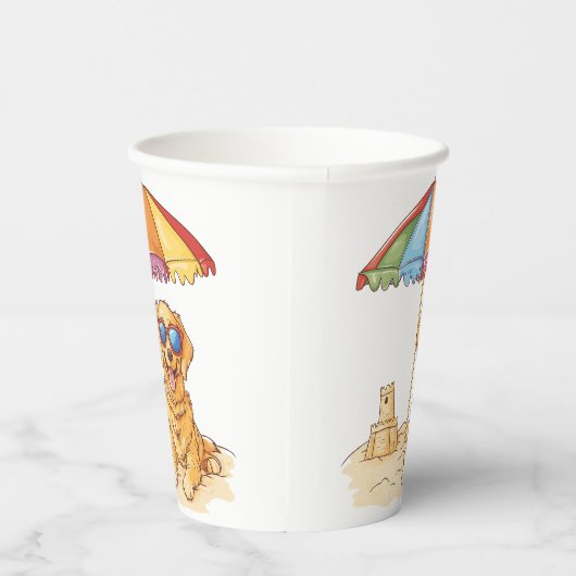 Golden Retriever Beach Dog Papieren Bekers (Rechts)