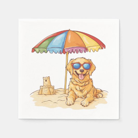 Golden Retriever Beach Dog Servet (Voorkant)