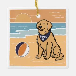 Golden Retriever Beach Kerstversiering Keramisch Ornament