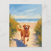 Golden Retriever Beach Path | Ocean Dog Pet Briefkaart (Voorkant)