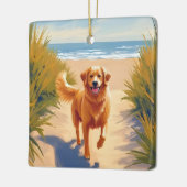 Golden Retriever Beach Path | Ocean Dog Pet Keramisch Ornament (Links)