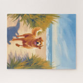 Golden Retriever Beach Path | Ocean Dog Pet Legpuzzel (Horizontaal)