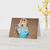 Golden Retriever Beach Puppy Birthday Kaart (Gele Bloem)