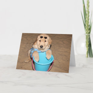 Golden Retriever Beach Puppy Birthday Kaart
