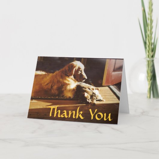 Golden Retriever Bedankt Card Cat Beste Vrienden (Voorkant)