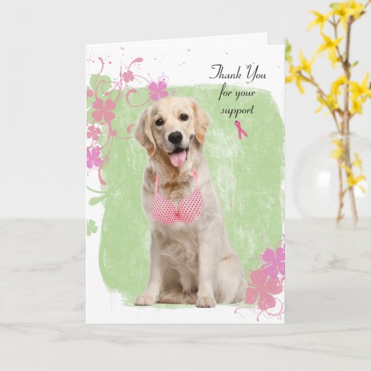 Golden Retriever Bedankt Kaart (Gele Bloem)