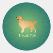 Golden Retriever Bedankt Ronde Sticker (Voorkant)