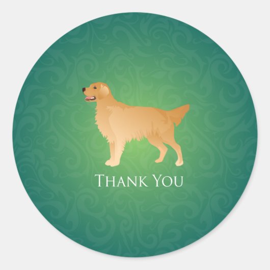 Golden Retriever Bedankt Ronde Sticker (Voorkant)