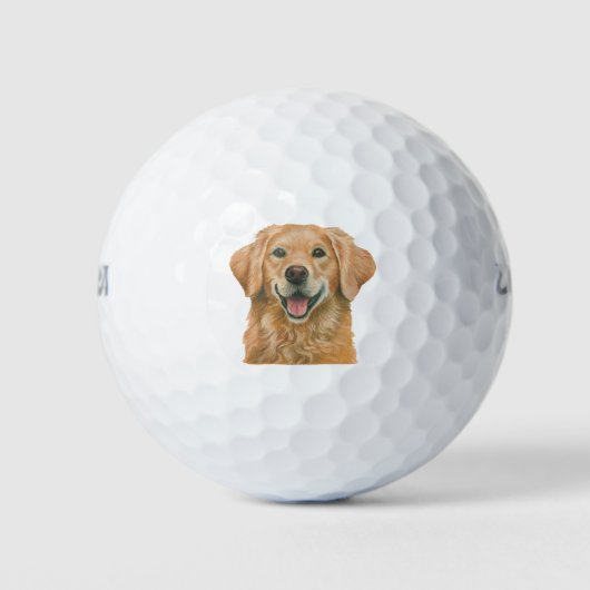Golden Retriever beroemd gemaakt door Janet Pidoux Golfballen (Voorkant)