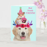 Golden Retriever Best Friends Birthday Kaart<br><div class="desc">Show je beste vriendin hoe bijzonder ze is met deze schattige gouden kist en muiskaart! Personaliseer de berichten aan creëer uw eigen unieke groet. Bedankt om te kijken en te hopen dat je geniet! Design Christine Greenspan. Gelicentieerde grafische kaart.</div>