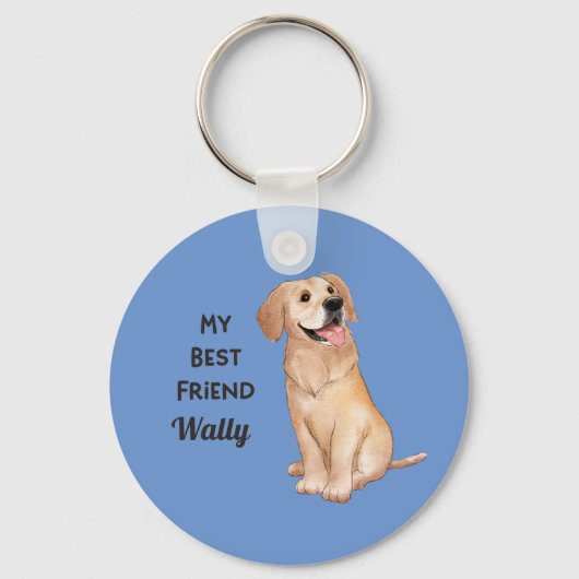 Golden Retriever Beste Vriend Aangepaste Naam Adre Sleutelhanger (Voorkant)