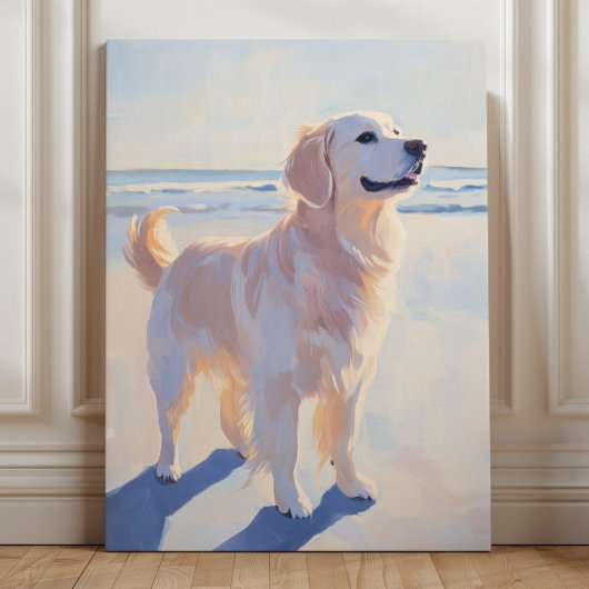 Golden Retriever bij de Beach Art Print