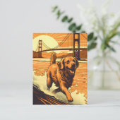 Golden-Retriever bij de Golden Gate Bridge Briefkaart (Staand voorkant)