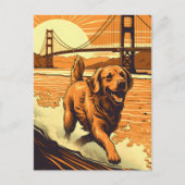Golden-Retriever bij de Golden Gate Bridge Briefkaart (Voorkant)