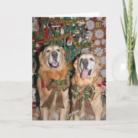 Golden Retriever bij de kerstboom Kaart (Voorkant)