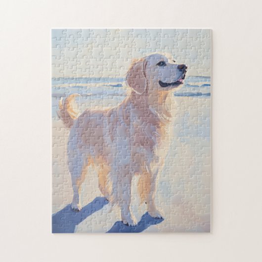 Golden Retriever bij het strand Legpuzzel (Verticaal)