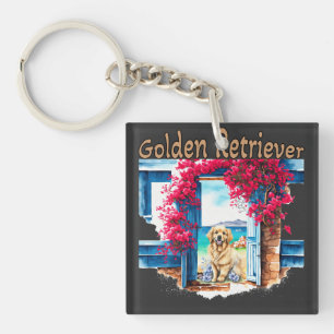 Golden Retriever bij het strand Sleutelhanger