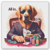 Golden Retriever bij High-Stakes Poker Sticker (Voorkant)