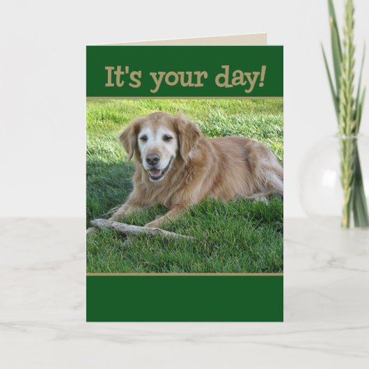 Golden Retriever, bijtende goodies voor Vaderdag Kaart (Voorkant)