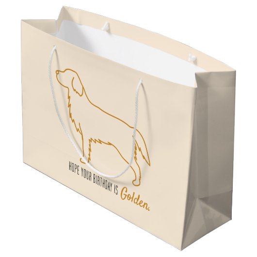 Golden Retriever Birthday Bag Groot Cadeauzakje (Achterkant Gekanteld)