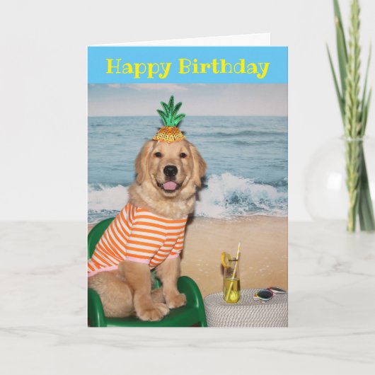 Golden Retriever Birthday Beach-depots Kaart (Voorkant)