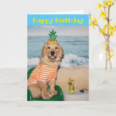 Golden Retriever Birthday Beach-depots Kaart (Gele Bloem)