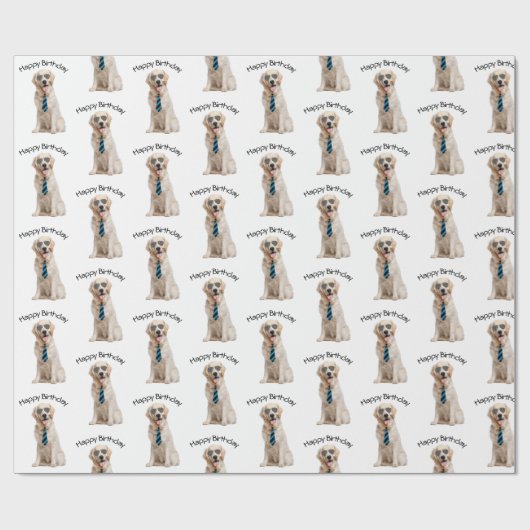 Golden Retriever Birthday Cadeaupapier (Vlak)