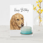 Golden Retriever Birthday Cake Inspector Kaart (Gele Bloem)