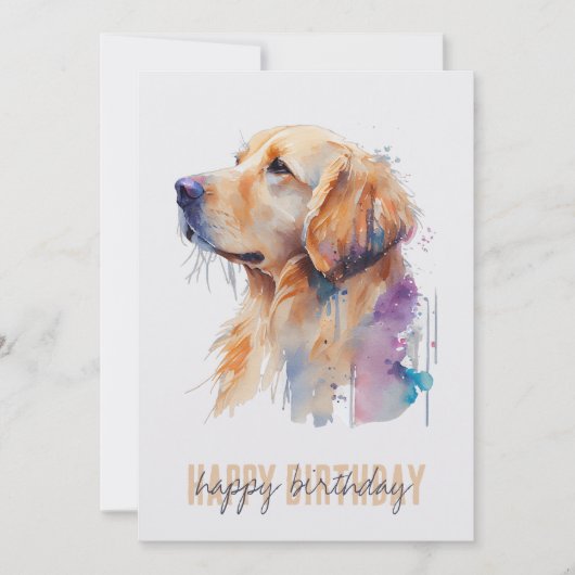 Golden Retriever Birthday Card Bedankkaart (Voorkant)