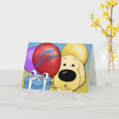 Golden Retriever Birthday Card Kaart (Gele Bloem)