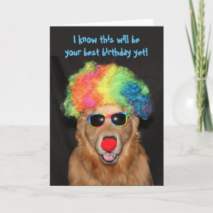 Golden Retriever Birthday Clownin' Around Kaart